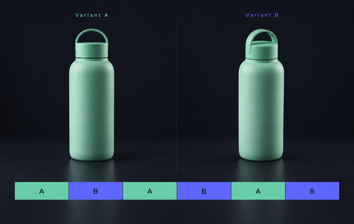 Conceptillustratie van twee productfoto’s in afwisselende testweken